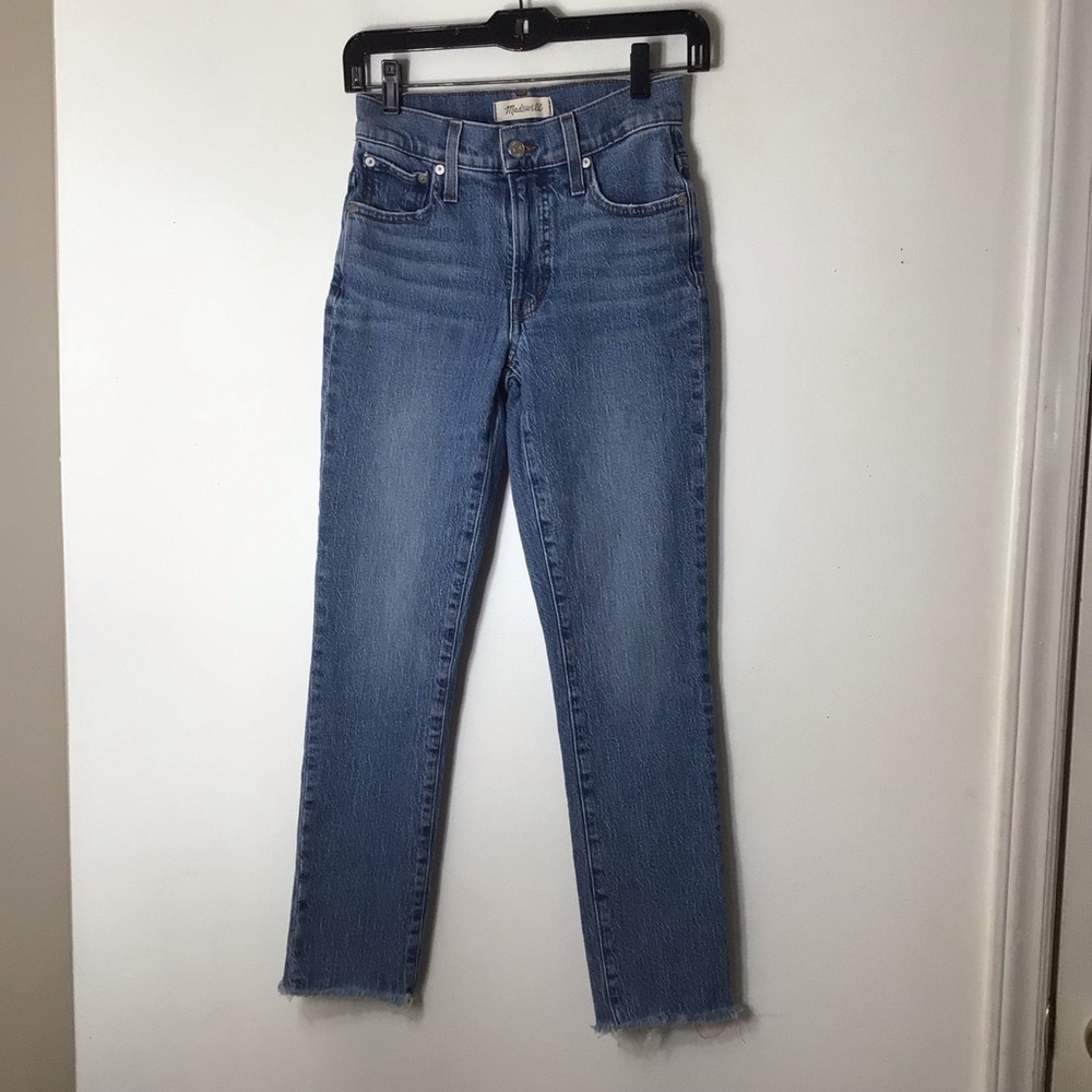 MADEWELL jeans women 23 blue Mid Rise Perfect Vintage Jean high rise raw hem